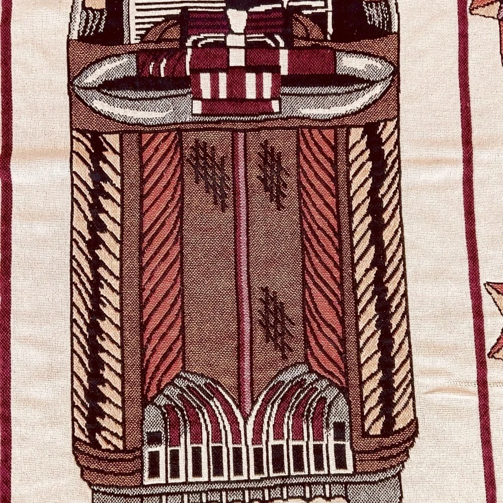 Vintage Beacon Cotton Woven Jukebox Throw Blanket Reversible Music Theme 50x60